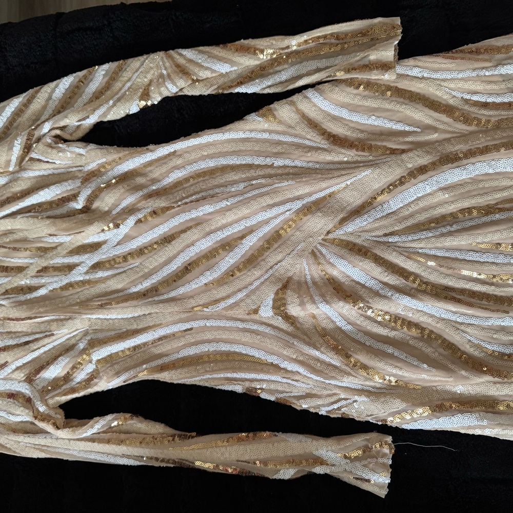 Gold and Cream Sequin Dress